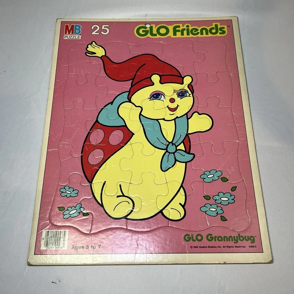 Vintage 1980s Glo Worm Puzzle Friends Frame-Work Hasbro Grannybug Kids Game‎